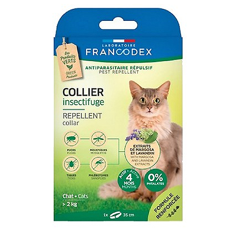 法國Francodex法典-綠野防水除蟲頸圈／成貓(35cm)